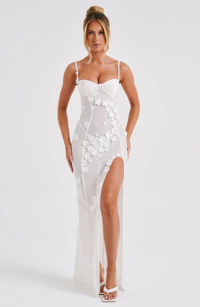 Elegant Sheer Mesh Maxi Dress